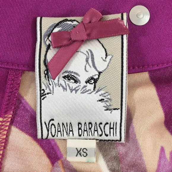 Yoana Baraschi Dress Womens XS Purple Orange Abstract Feather Print Shift Silk - Picture 10 of 14